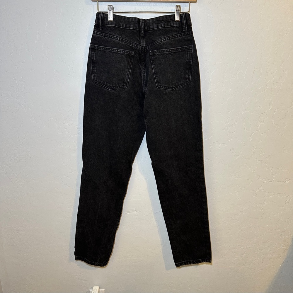 Zara Ripped Mom Fit Jeans Black Denim High Rise Distressed Size 2 - Picture 7 of 7